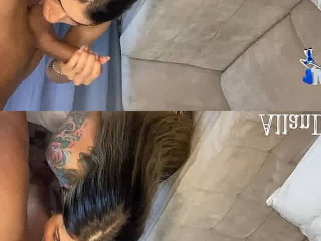 Loira brasileira chupando ass fucking hard, gozando dentro de cuzinho, e sendo folhada por amador caseiro - hottest hardcore por