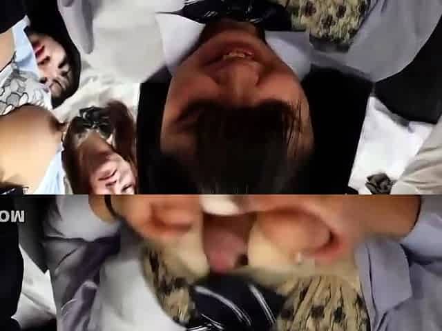 Lovely Asian double blowjob and sex