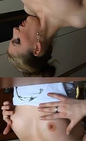 Small Tits Euro Teen Penny Dildo Masturbation on the Table