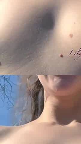 Teen Girl with Small Tits Nipple Play Outdoor