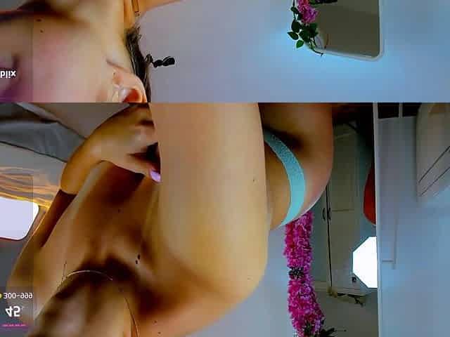 Extremely boring cam model Lisa flashes her tits