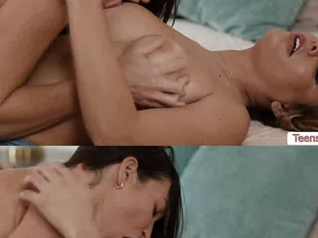 Deep strapon play with this lesbian horny