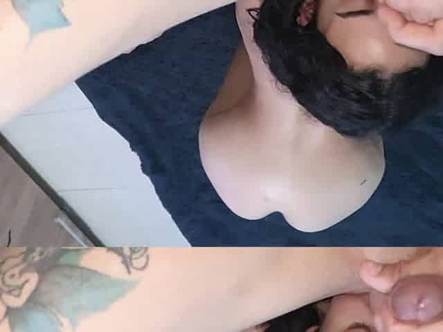 Little megan sucks my butt and swhallows my cum