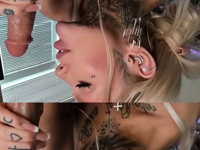 Blonde babe shows her big boobs in public