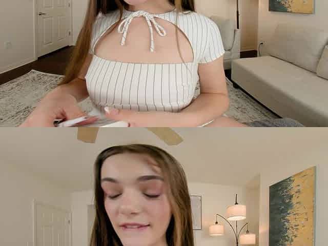 18yo Stepdaughter Gets Cum on Tiny Tits