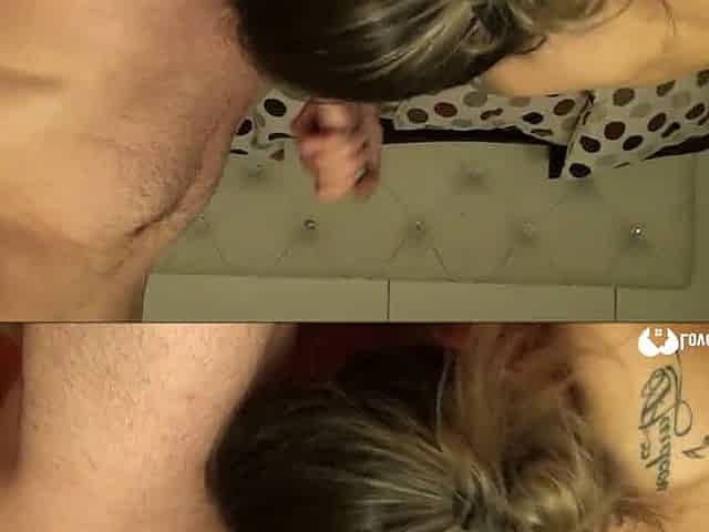 Tattooed Asian chick blowing white guys long dick