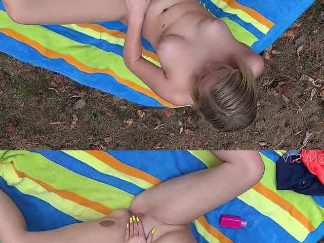 Blonde Teen 18+ Cums Hard In The Forest - Dixie Lynn