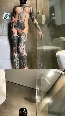 Badninax In The Shower With Latex Hood