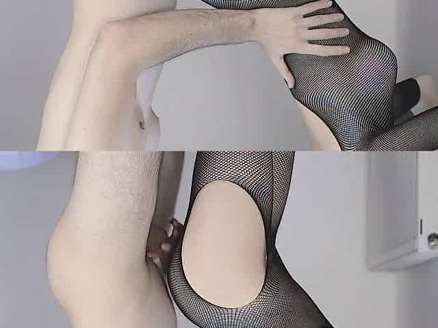 Ardent fishnet standing sex section