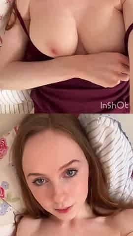 Breasty British Redhead Fingers her Twat and Filthy Talks