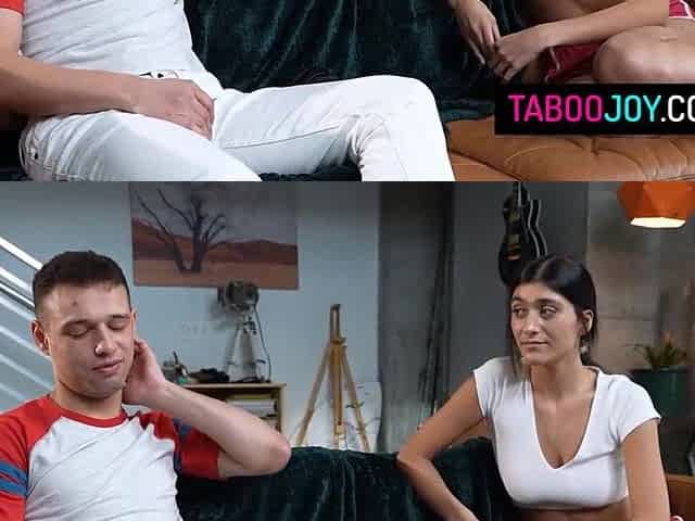 Small stepsis loves to measure her stepbro's large boner