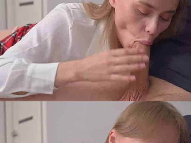 Slim schoolgirl in tights asks for oral pleasure training from her teacher, MariMoore delivers the greatest XXX porn!