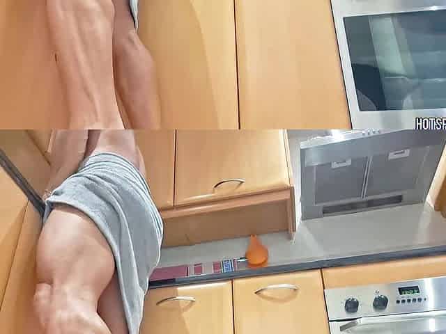 I was cleaning my boss's kitchen. I got lewd. I rubbed my knob on the Kitchen furniture until I cum