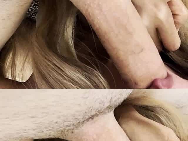 Big tit brunette sucks a big cock blowjob POV