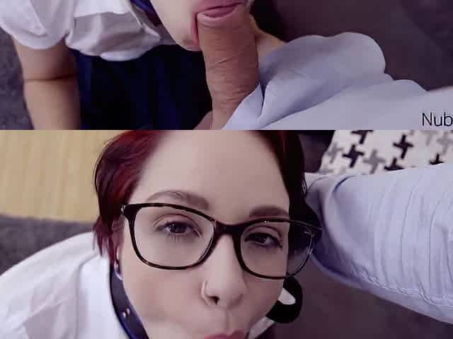 Cadey Mercury - Fucking Off - Young Student 18+ Nerd In Glasses Spanked