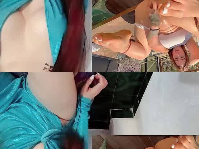 The large butt wife takes a knob in the butt