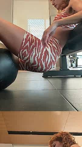Perspired redhead stretching her constricted booty for your huge shlong