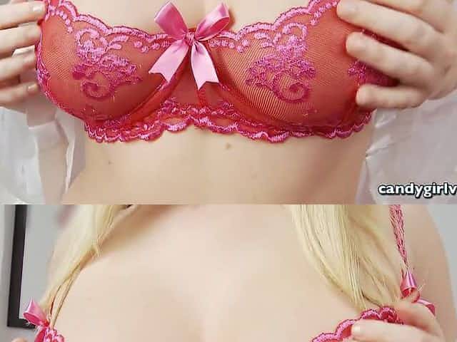 Malloy Martini strips out of a micro thong & sheer bra