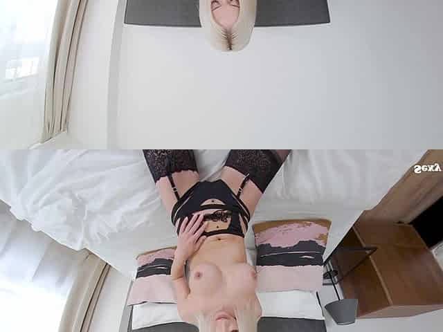 Hot Blonde Lena Love in Sexy Black Lingerie