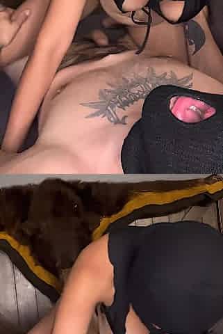 Sucking and licking.