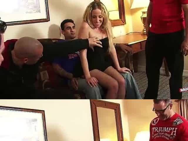 A group of glad dudes is destroying the bride maids soaked camel toe
