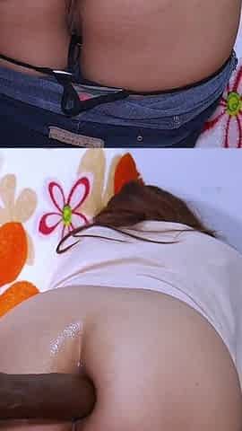 Real Homemade Anal Orgasm of Cute Mom Sitting on Huge Cock