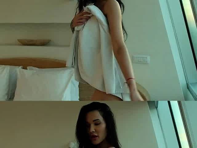 Busty brunette solo masturbation