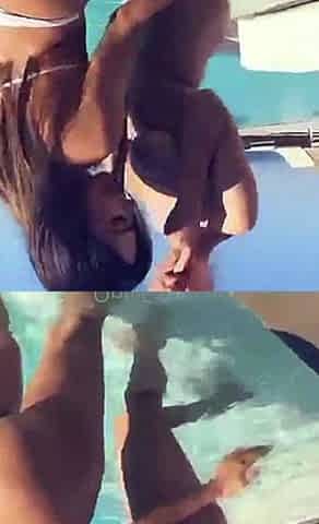 Busty babe playing with her big boobs