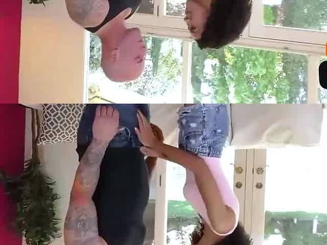 Young black woman with giant tits loves hard-core