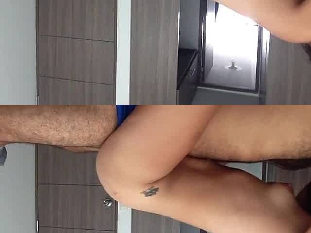 I ride my boyfriend's rod and ask him to cum inside me.