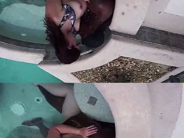 Excited White Whore Screws Large Ebony Weenie by the Pool BBC