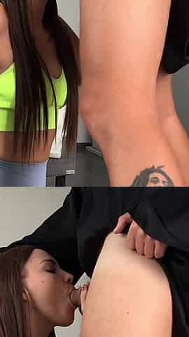 Stepsister's Sweet Mouth Works on Dick Before Anal Fucking and Facial Finish