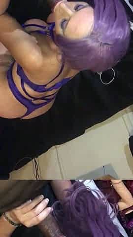 Hot babe interracial blowjob