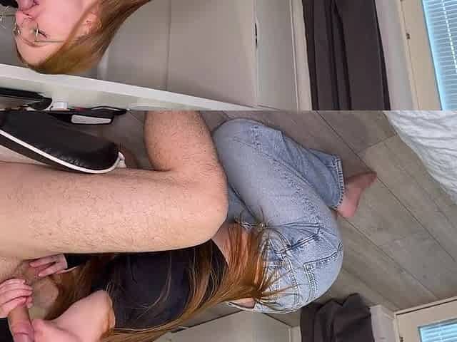 Sinless College Gal in Glasses Groans from 1st Oral Whilst I Finish on Her Face