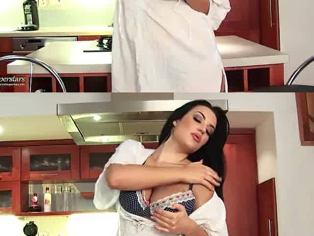 sexy sweetheart with large natural oiled bazookas home alone