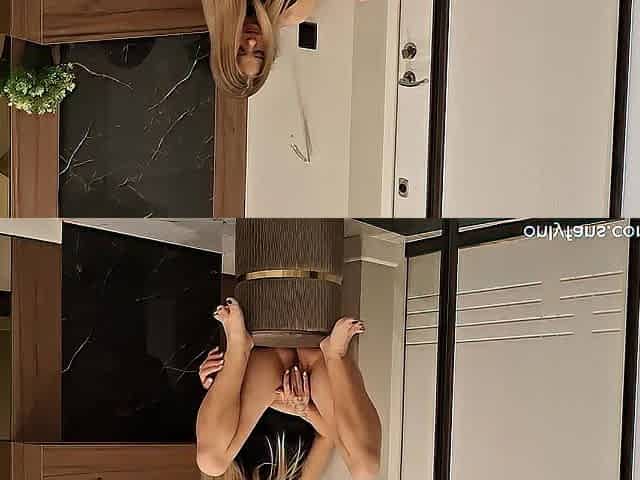 Masturbates and listens to her sister being drilled behind the wall. Moist twat, homemade, large booty.