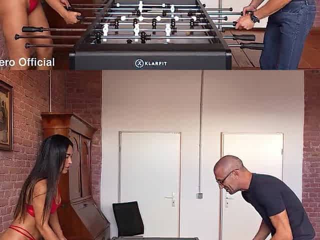Hawt brunette hair loses soccer match and pays her wager. Full clip on my Red page.