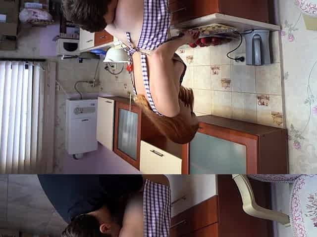 Young wife was fucked hard in the kitchen instead of