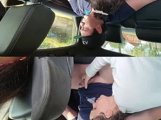 Skinny Cock Loving Slut Sucking My Dick in the Back Seat of a Moving Car