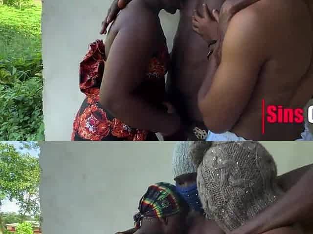 Three-some lovers meet outdoor for romantic times