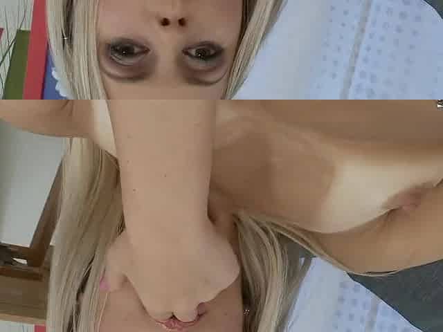 Slim blond doxy likes her toy