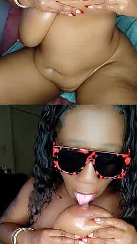 Sexy Red Lips Wrapped Around My Juciy Tits