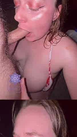 Hot Tub BJ and Cum on Tits