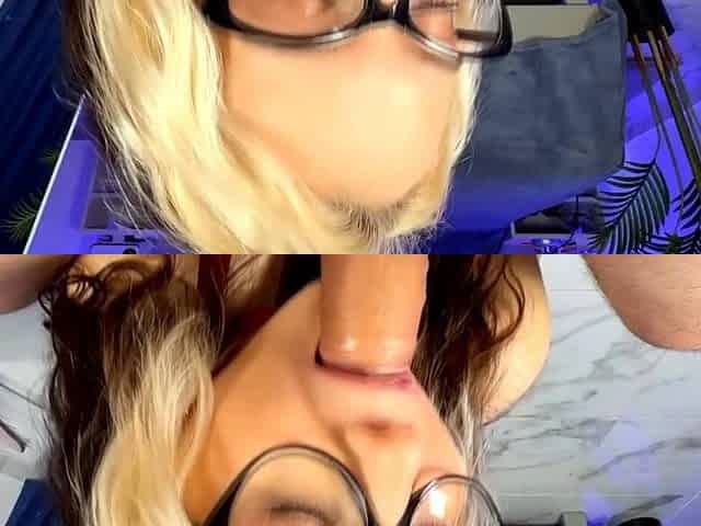 Slutty Nerdy Babe Gives Sloppy Blowjob