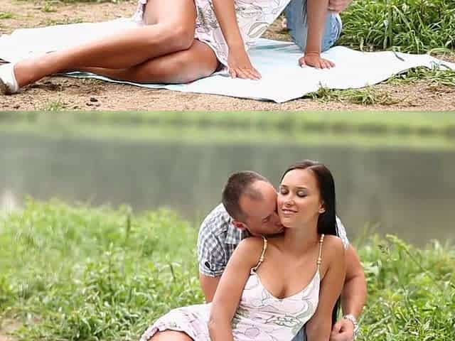 Soft banging slutty pair outdoor at lake