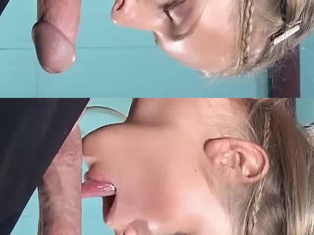 Gorgeous blondie gets nailed & takes the jizz in her mouth