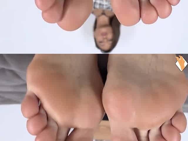honey Daphne licking and touching Talia Mint's charming feet and toes on the lengthy daybed