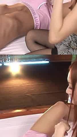 Japanese teen blows her blindfolded lover and sucks his balls