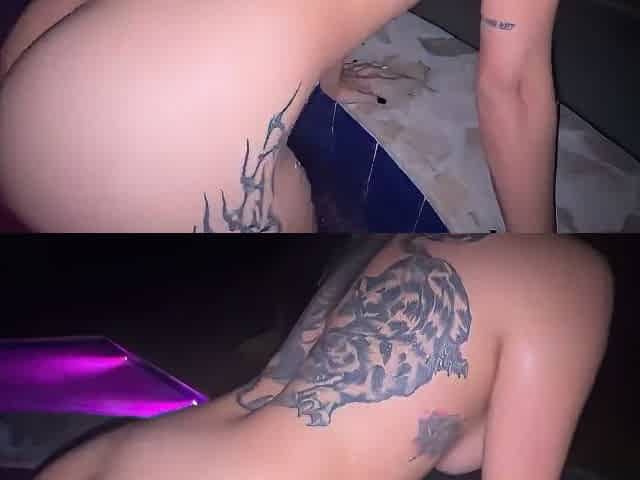 Sexy Busty Fit Tattooed Latina Chick Enjoys Her Bfs Dick In An Outdoor Jacuzzi At Night
