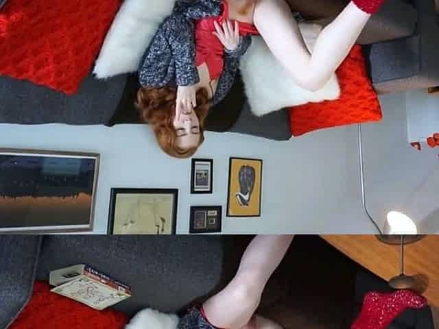 Sexy German blondie wanks with a giant dildo